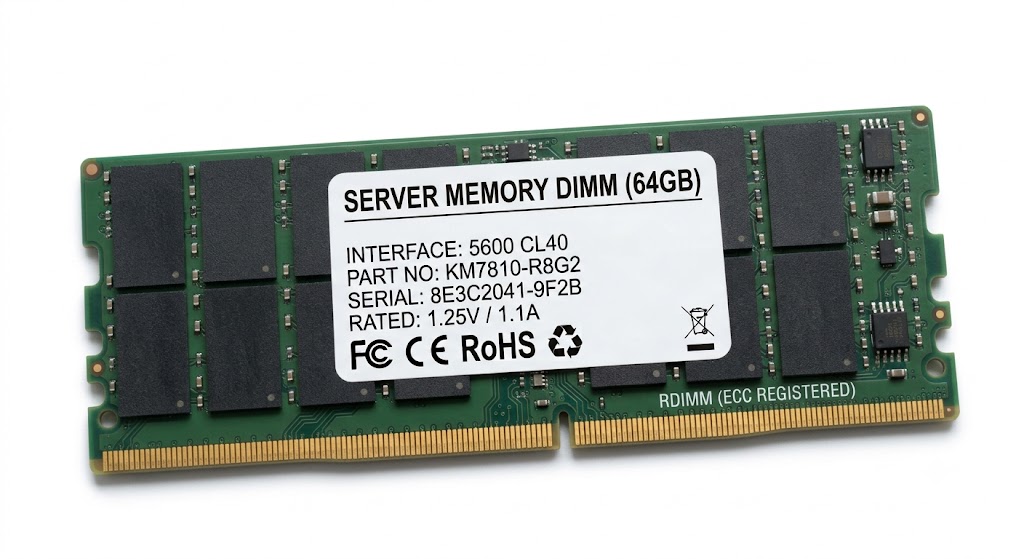 An image showing a Samsung MEM-DR532L-SL01-ER64 Memory component designed to fit into servers